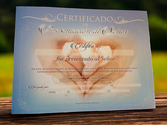Certificado de Presentación al  Señor