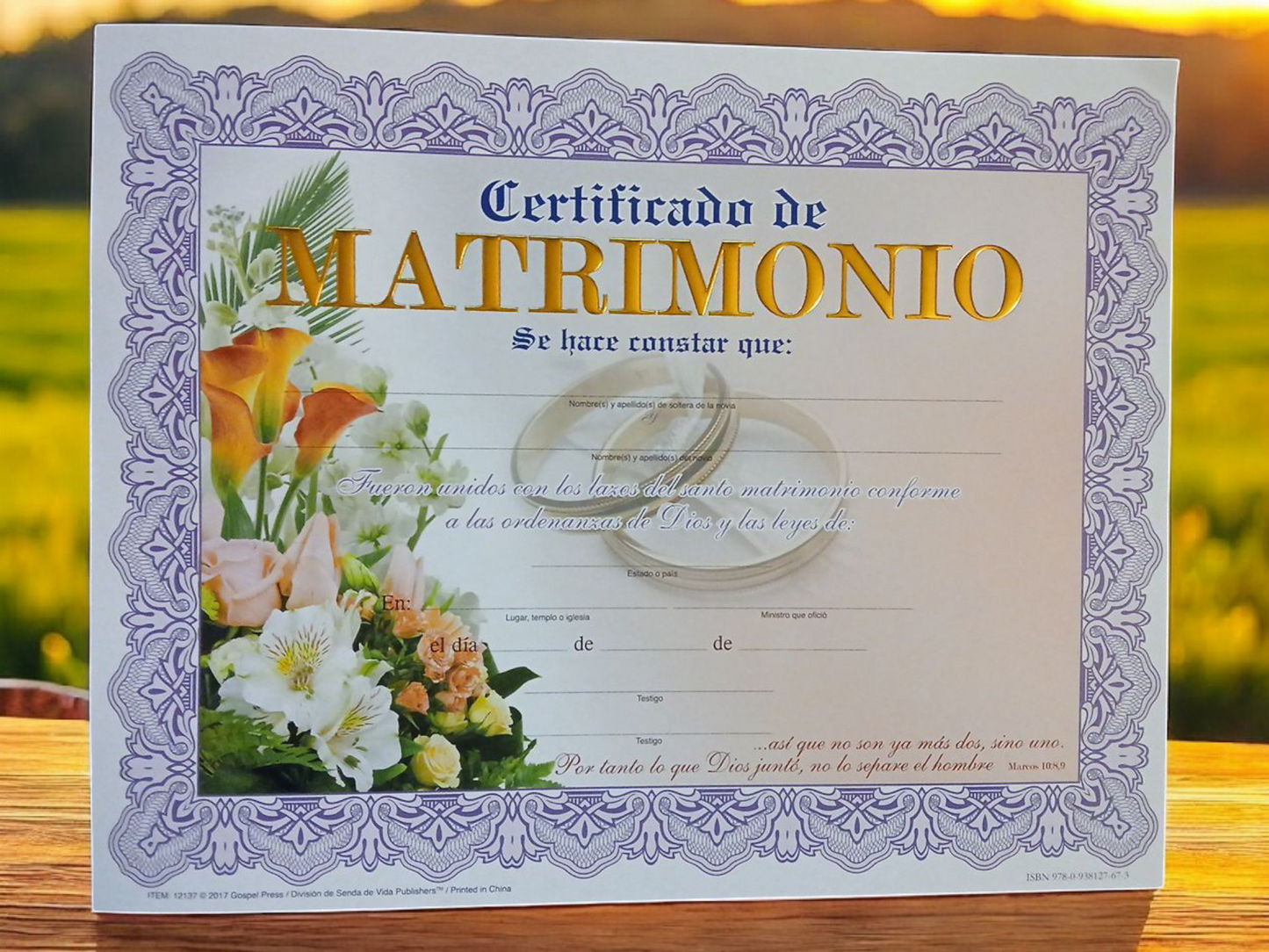 Certificado de Matrimonio